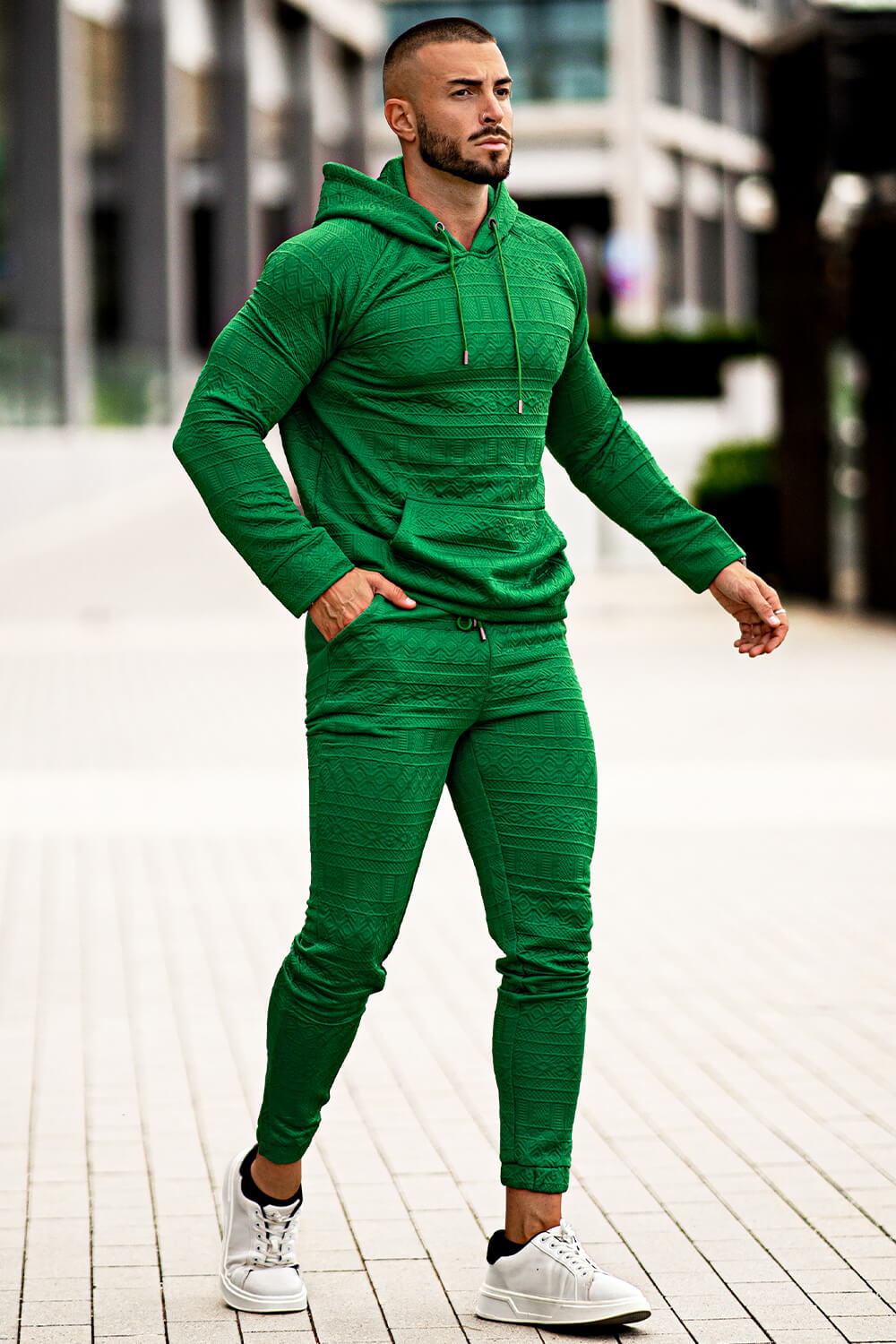 Men Hoodie Set - Green