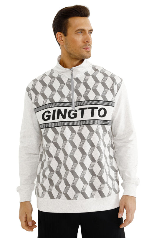 Gingtto Mens Long Sleeve Slim Fit Great Design Crewneck Pullover