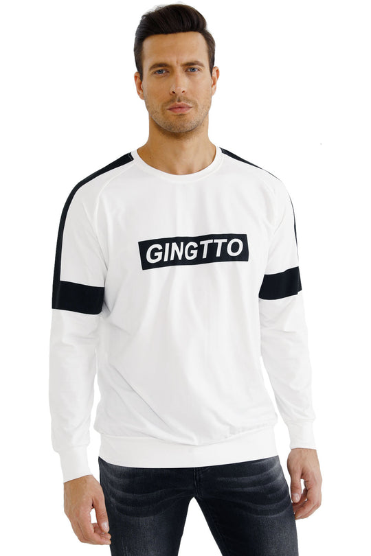 Gingtto Mens Long Sleeve Slim Fit Great Design Crewneck Pullover