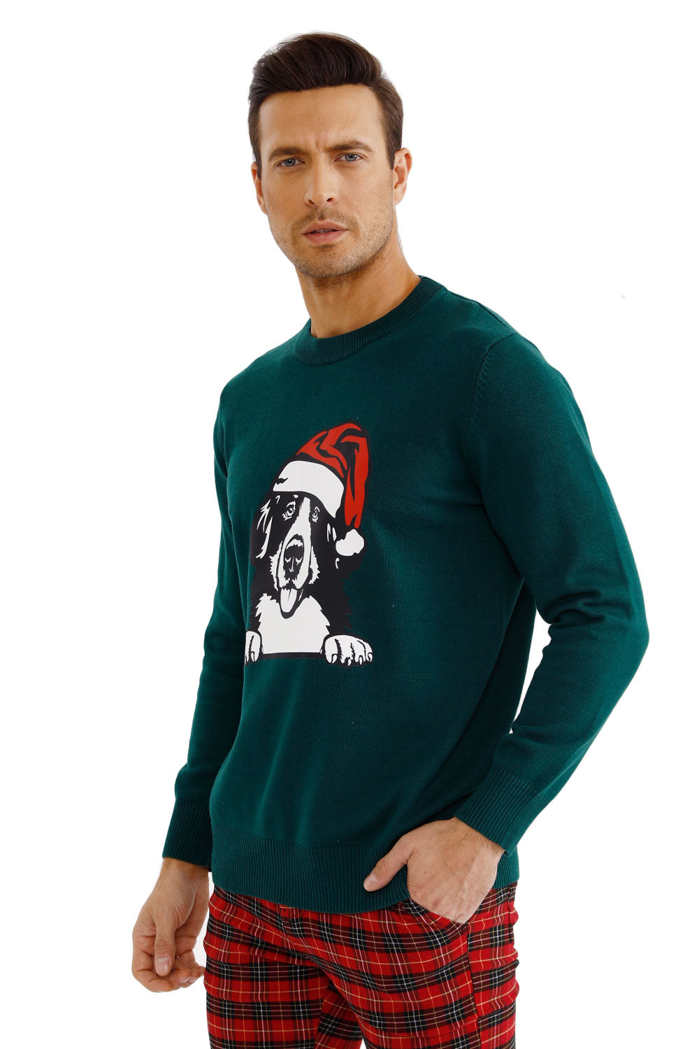 Men's Pattern Sweater - Slim Fit & Christmas Dog