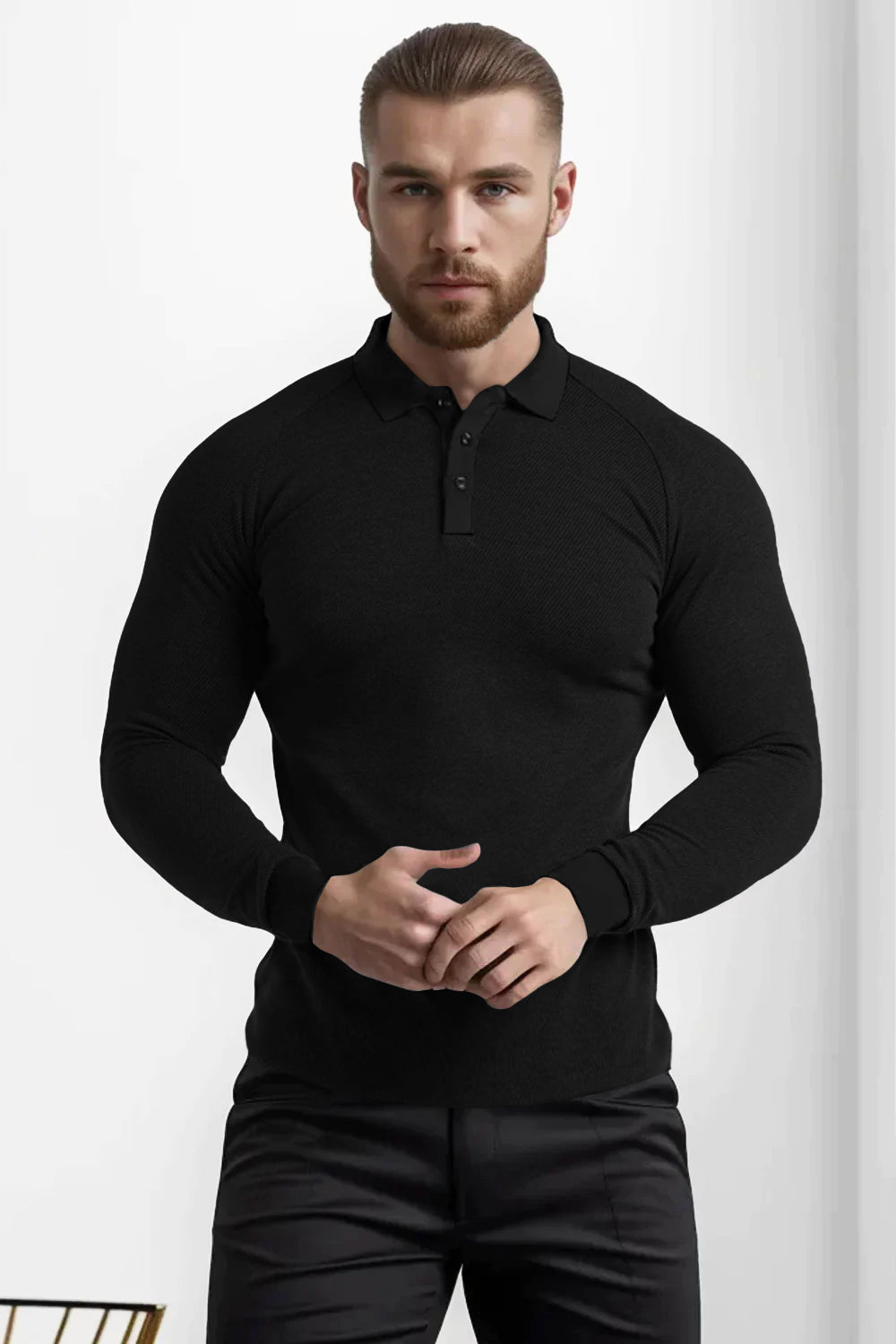 Men's Slim Fit Polo Shirt - Long Sleeve