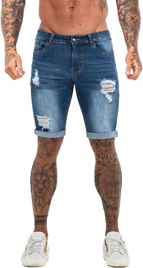 Dynamic Stretch Ripped Denim Shorts