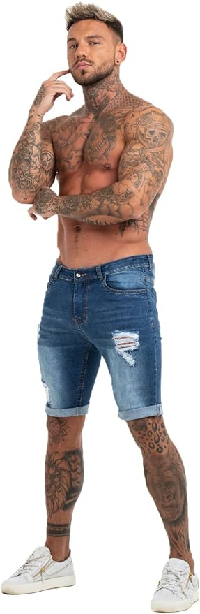 Dynamic Stretch Ripped Denim Shorts