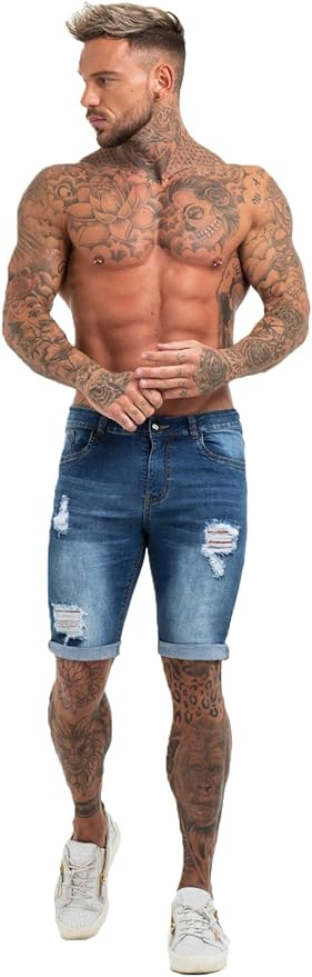 Dynamic Stretch Ripped Denim Shorts