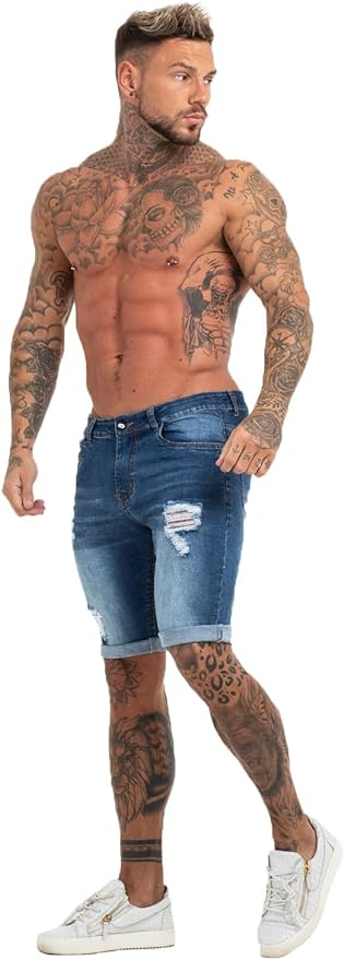 Dynamic Stretch Ripped Denim Shorts