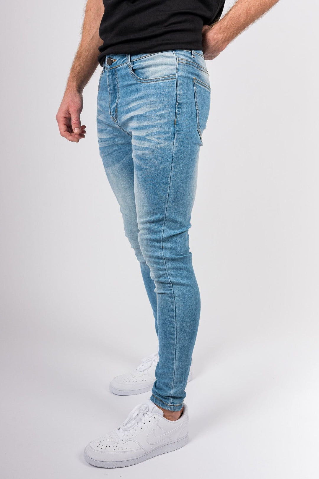 Azure Accent Skinny Jeans - Light blue