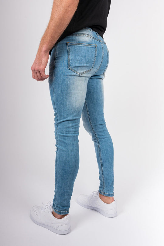 Azure Accent Skinny Jeans - Light blue