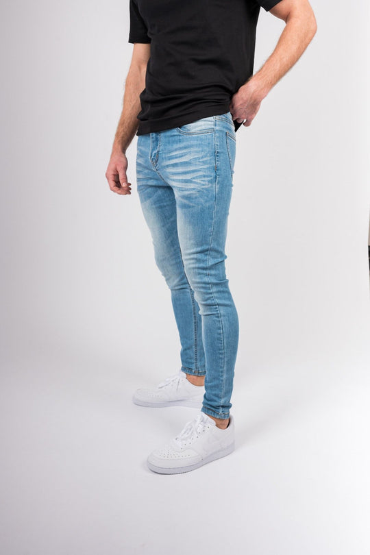 Azure Accent Skinny Jeans - Light blue