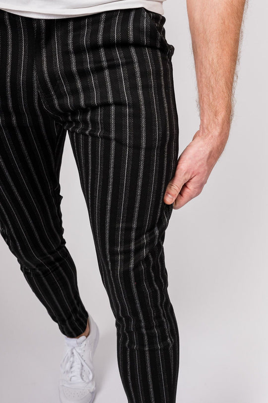 Metro Streamline Chinos - Black with lines