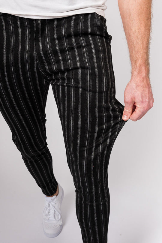 Metro Streamline Chinos - Black with lines