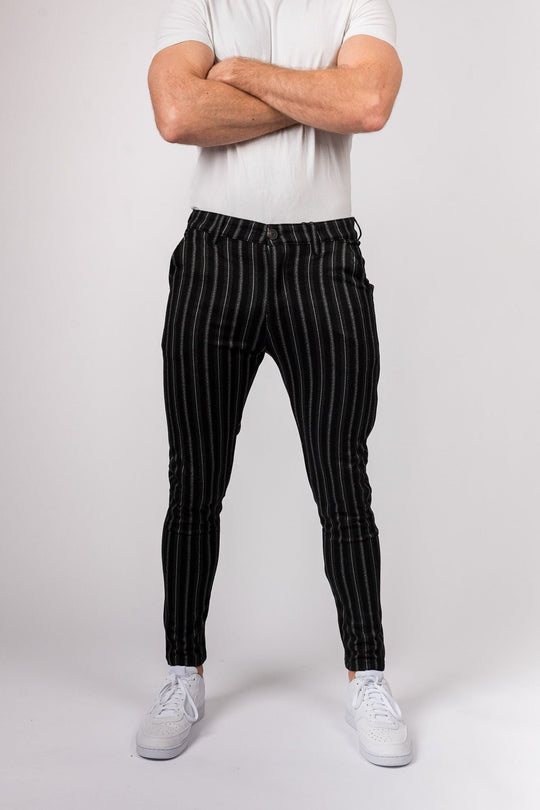 Metro Streamline Chinos - Black with lines