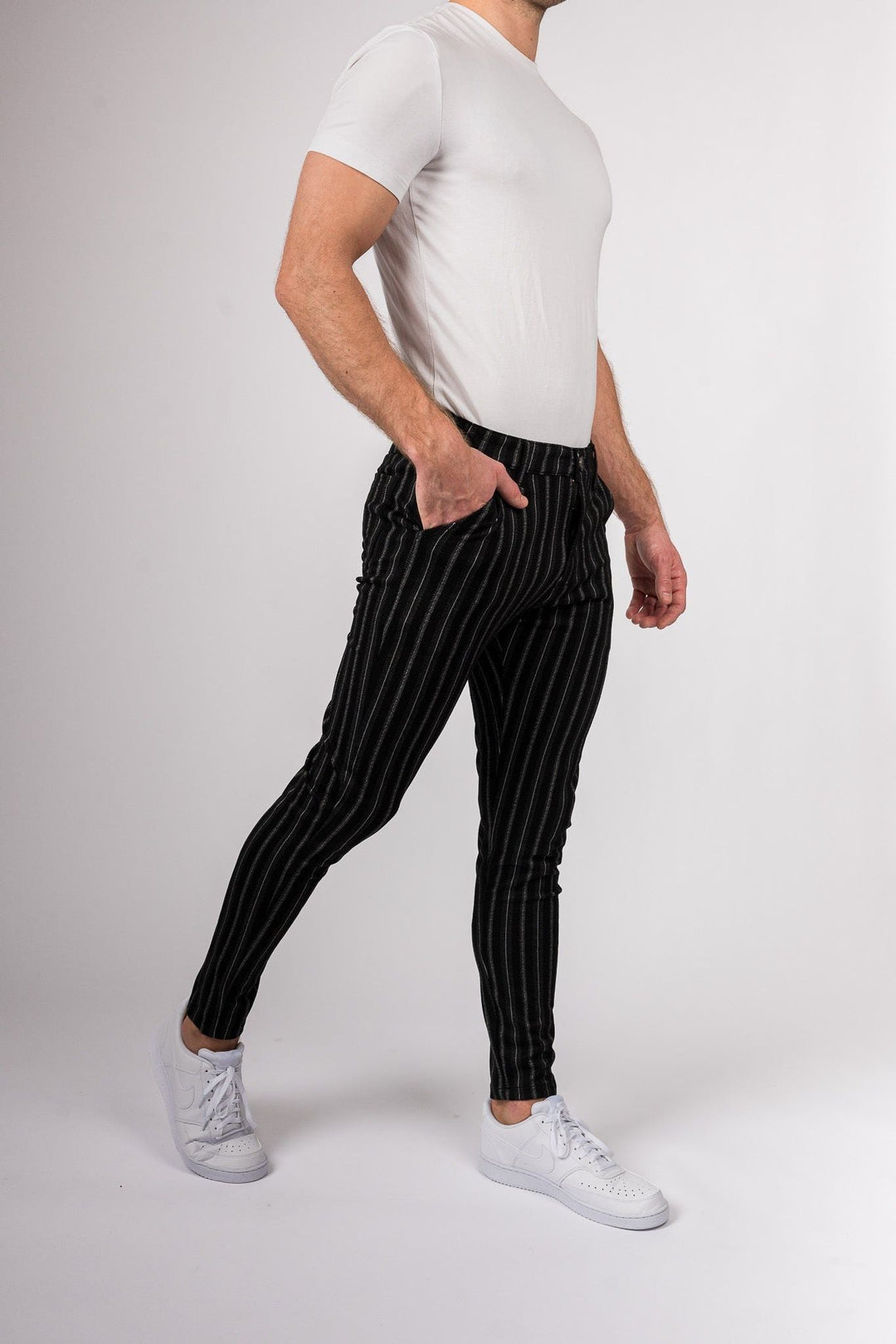 Metro Streamline Chinos - Black with lines