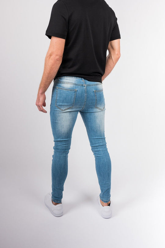 Azure Accent Skinny Jeans - Light blue