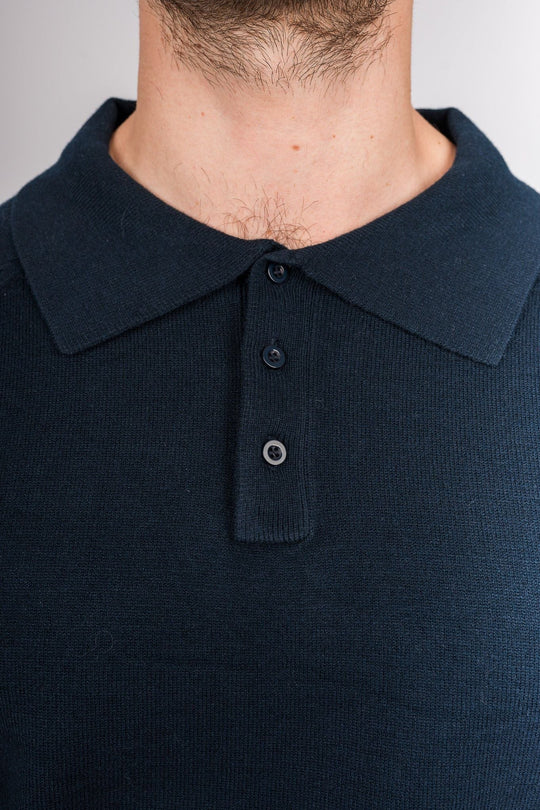 Classic Long Sleeve Polo Shirt - Navy blue