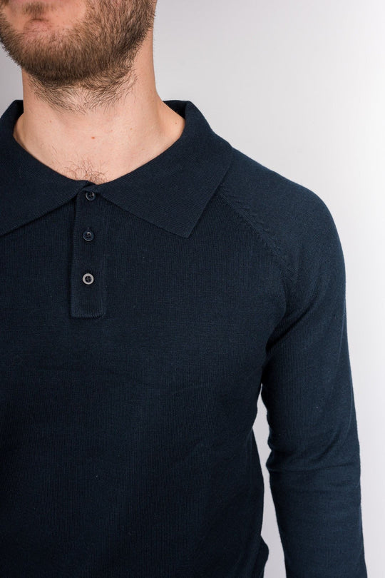 Classic Long Sleeve Polo Shirt - Navy blue