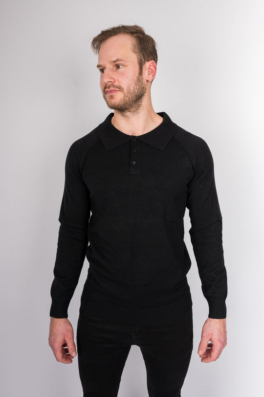 Classic Long Sleeve Polo Shirt - Black