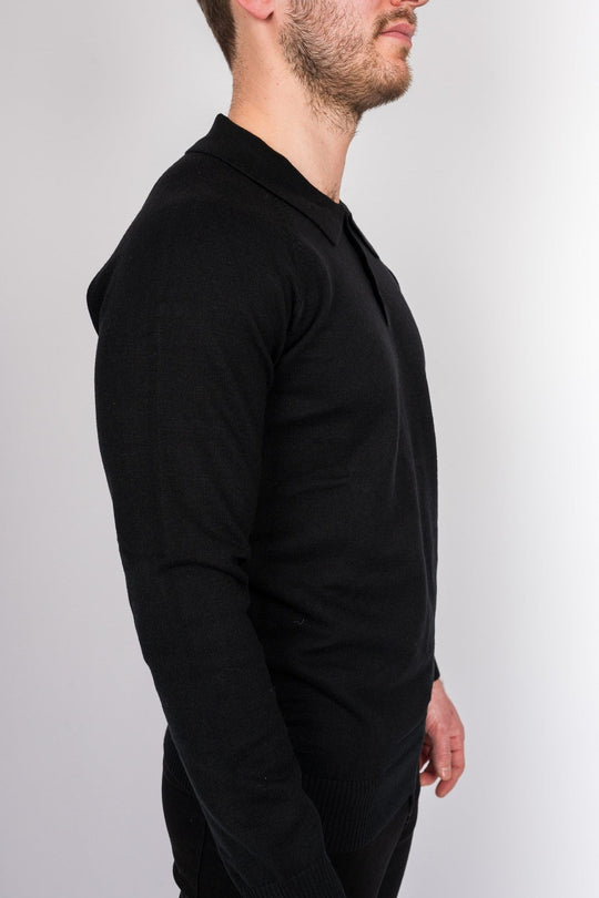 Classic Long Sleeve Polo Shirt - Black