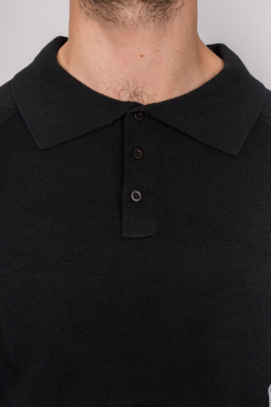 Classic Long Sleeve Polo Shirt - Black