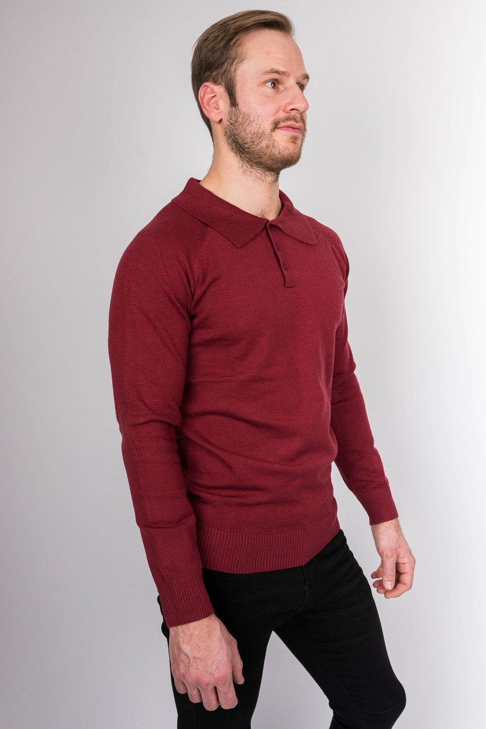 Classic Long Sleeve Polo Shirt - Wine red