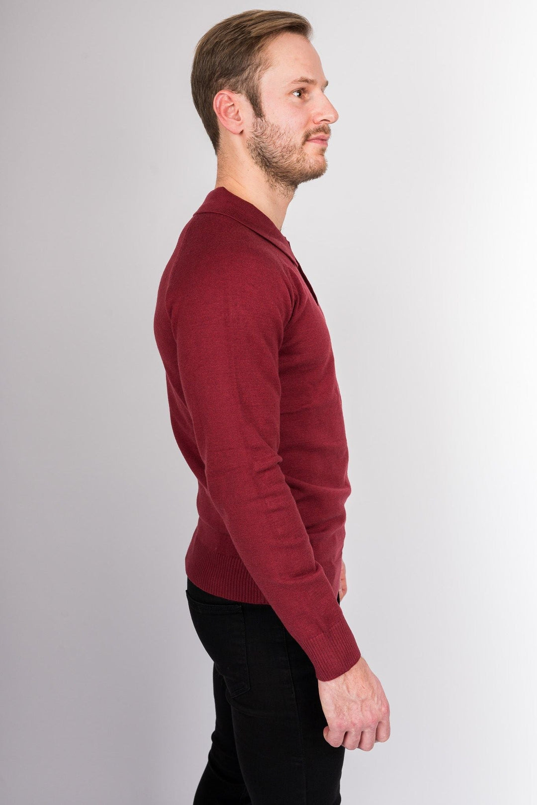 Classic Long Sleeve Polo Shirt - Wine red