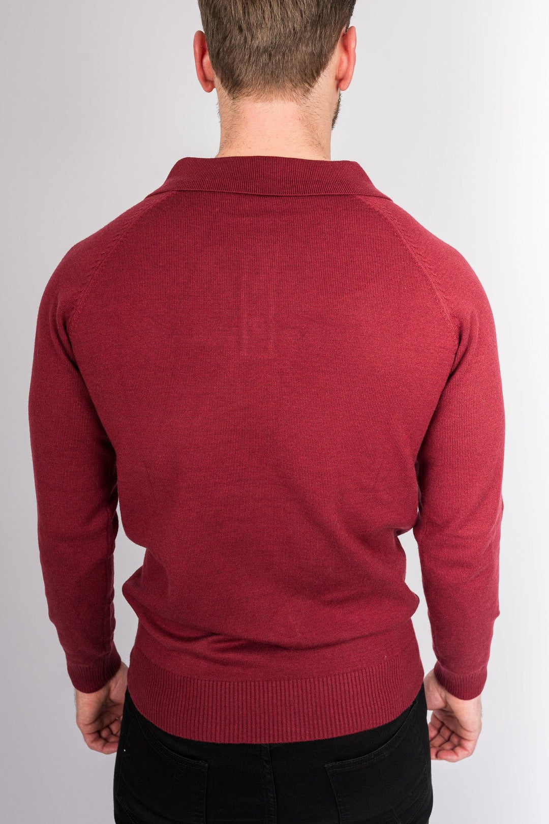 Classic Long Sleeve Polo Shirt - Wine red