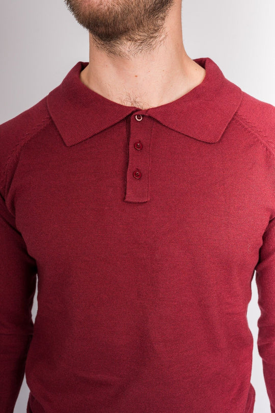 Classic Long Sleeve Polo Shirt - Wine red