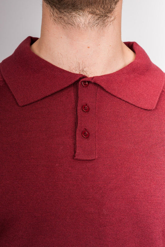 Classic Long Sleeve Polo Shirt - Wine red