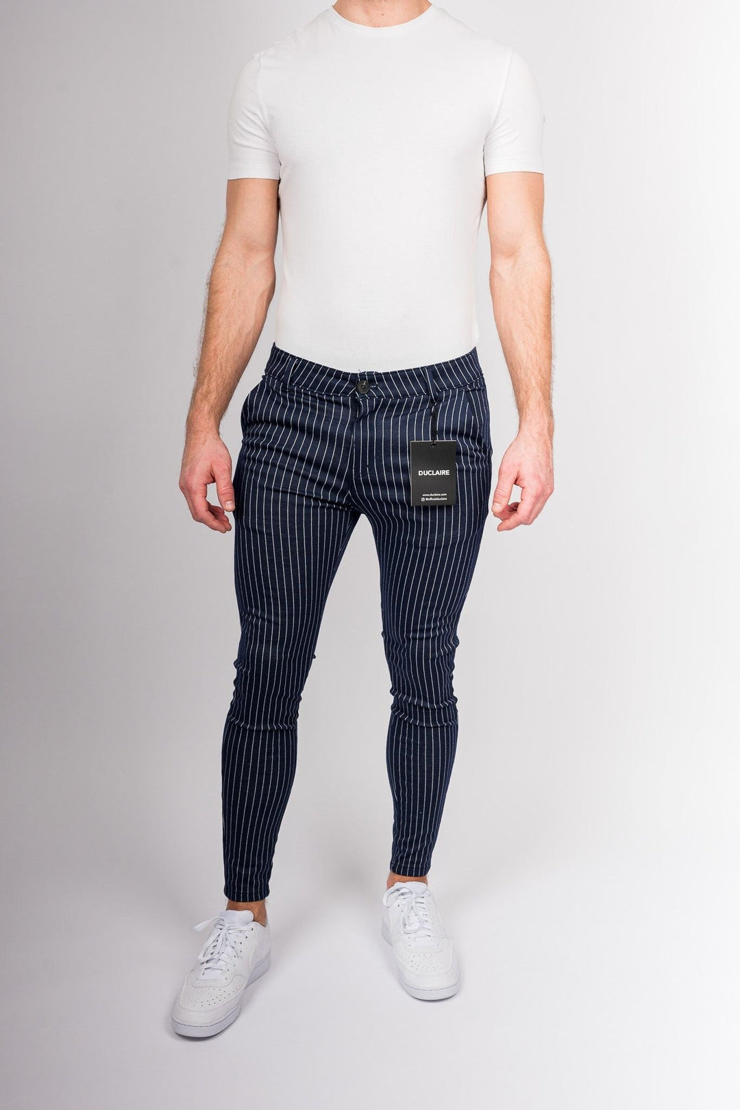 Metro Streamline Chinos - Navy blue with lines