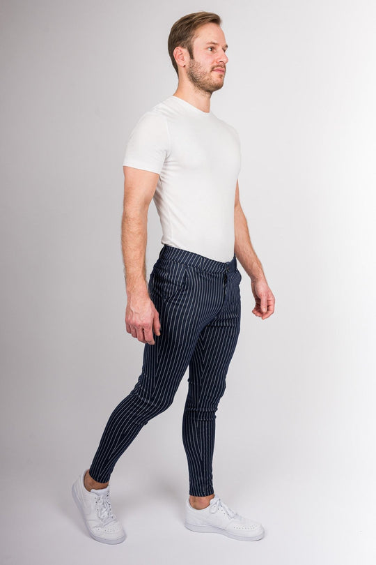 Metro Streamline Chinos - Navy blue with lines