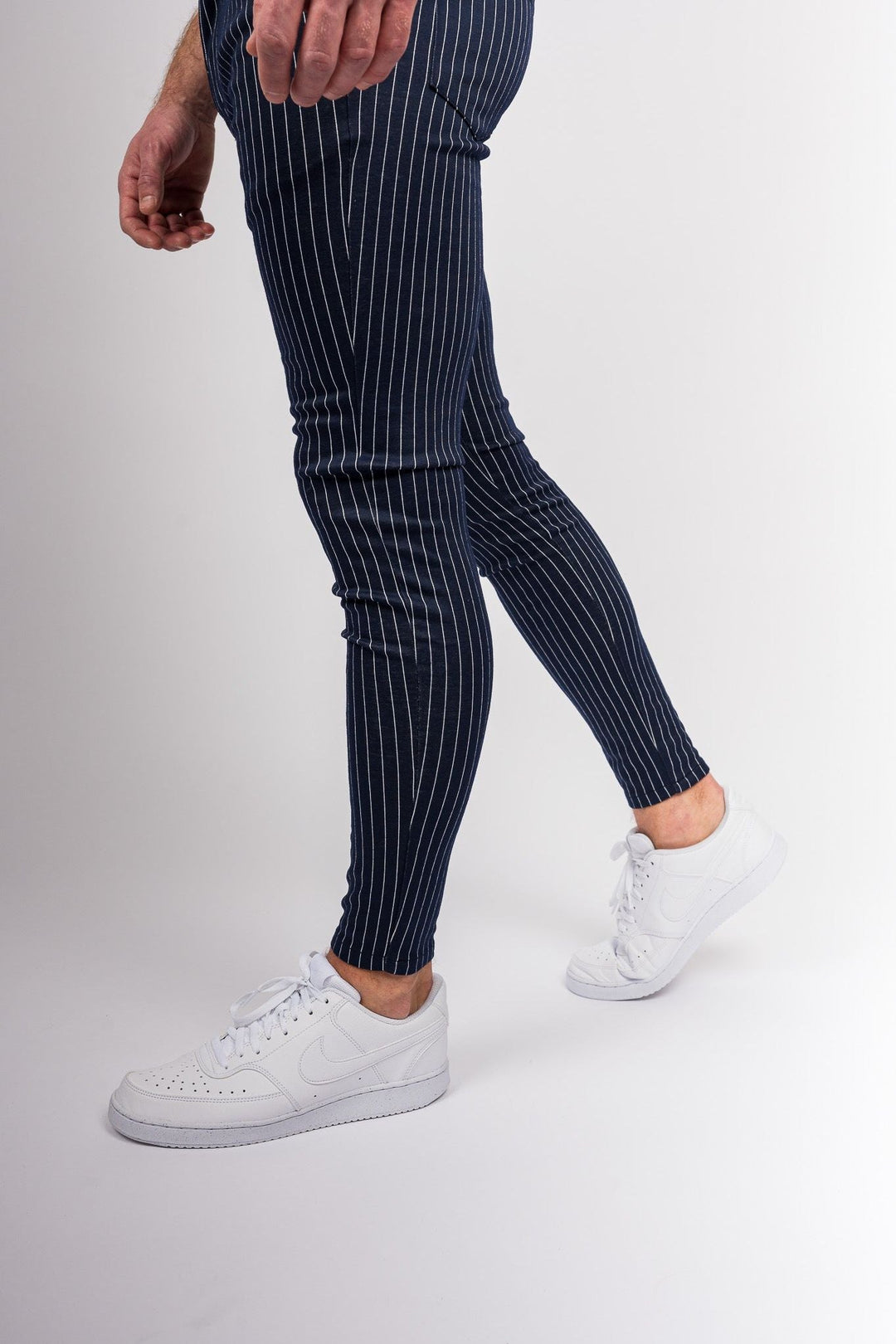 Metro Streamline Chinos - Navy blue with lines