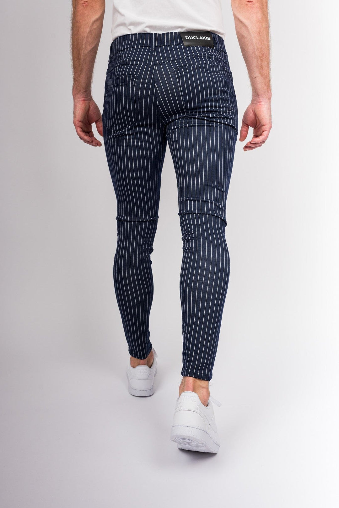 Metro Streamline Chinos - Navy blue with lines