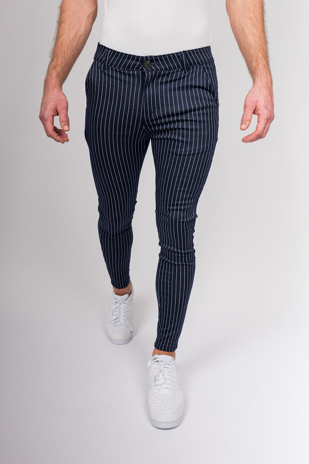 Metro Streamline Chinos - Navy blue with lines