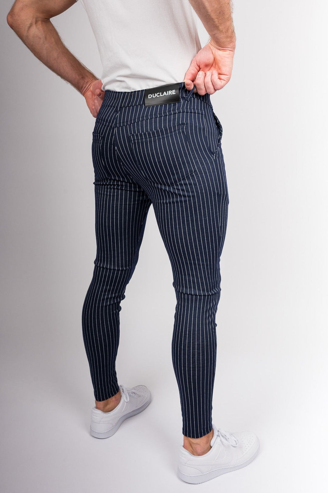 Metro Streamline Chinos - Navy blue with lines