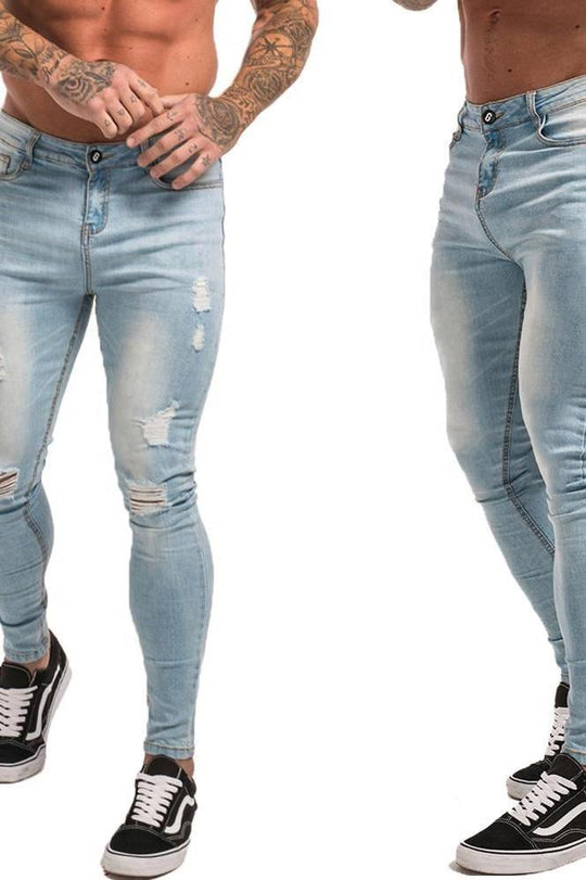 Original Distressed Ripped Jeans - Ljusblå