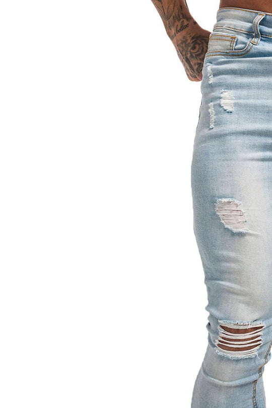 Original Distressed Ripped Jeans - Ljusblå