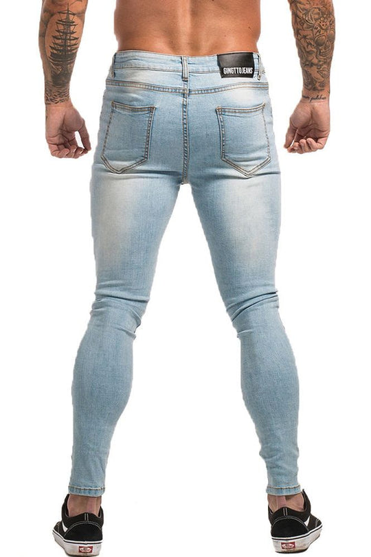 Original Distressed Ripped Jeans - Ljusblå