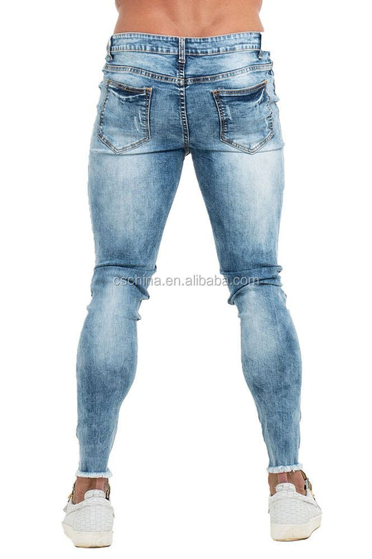 Azure Slim Fit Ripped Jeans - Light blue