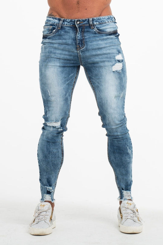 Azure Slim Fit Ripped Jeans - Light blue